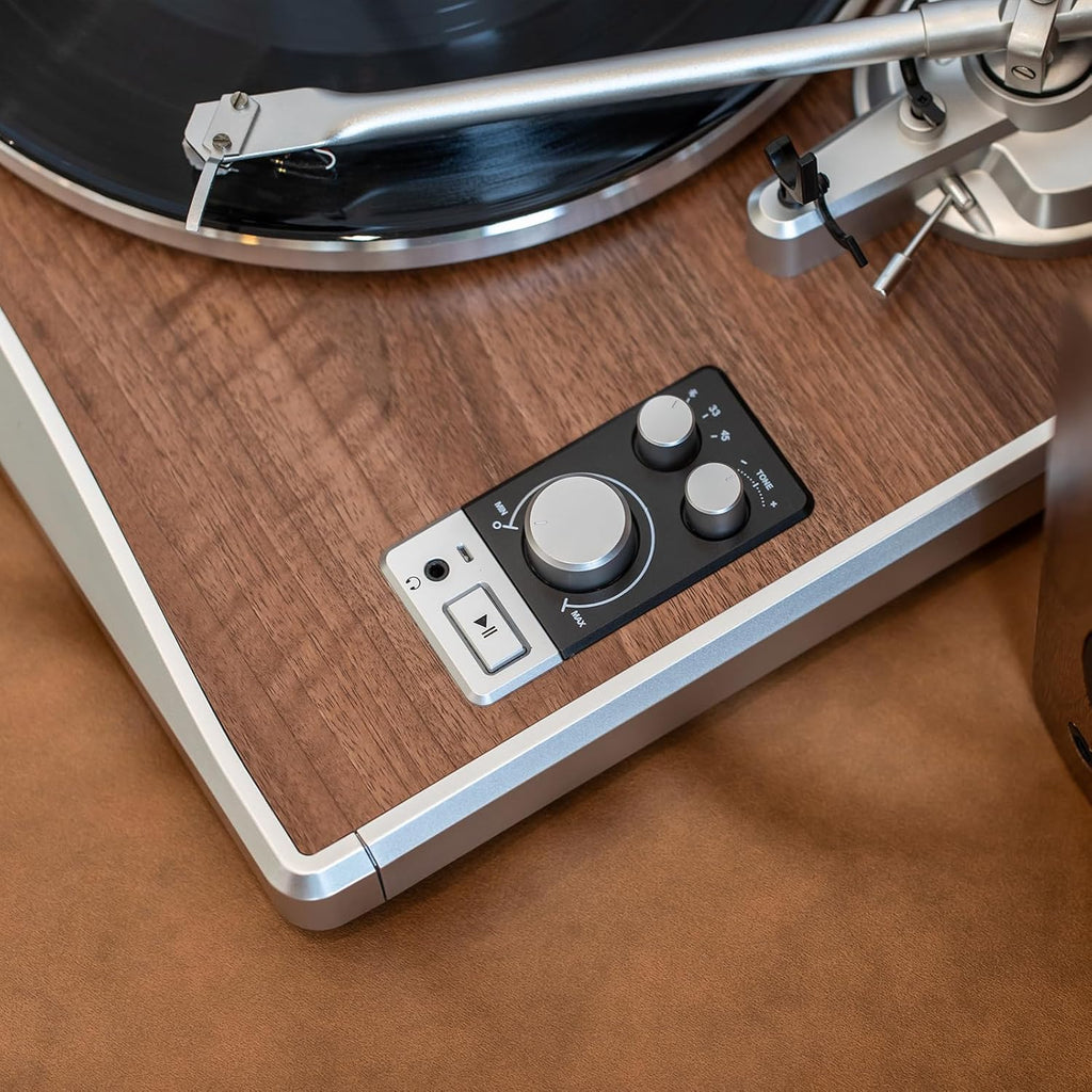 KORUS Vinyl Record Player Bluetooth Turntable,External Speakers