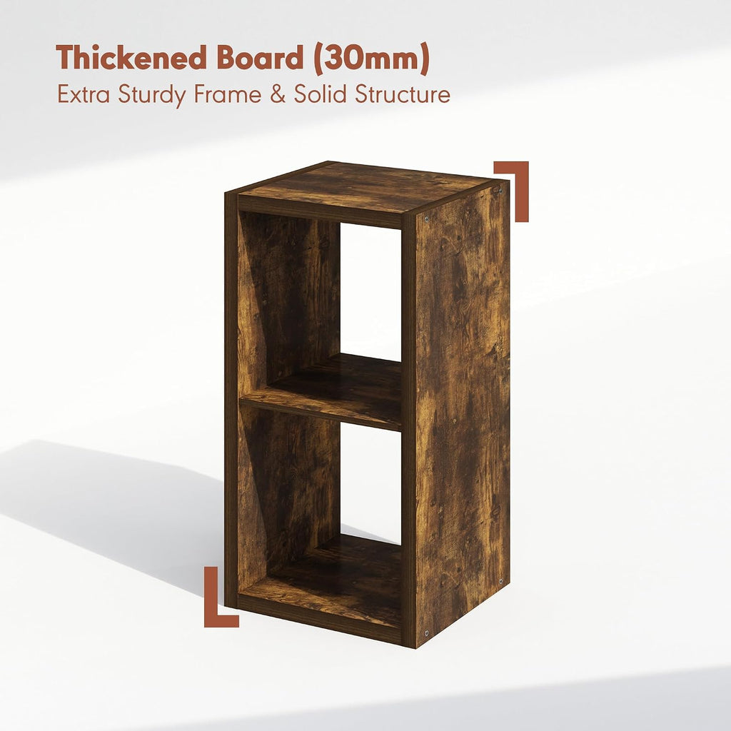 Cubicle Record Player Stand, 2-Cube Record Storage, Amber Pine