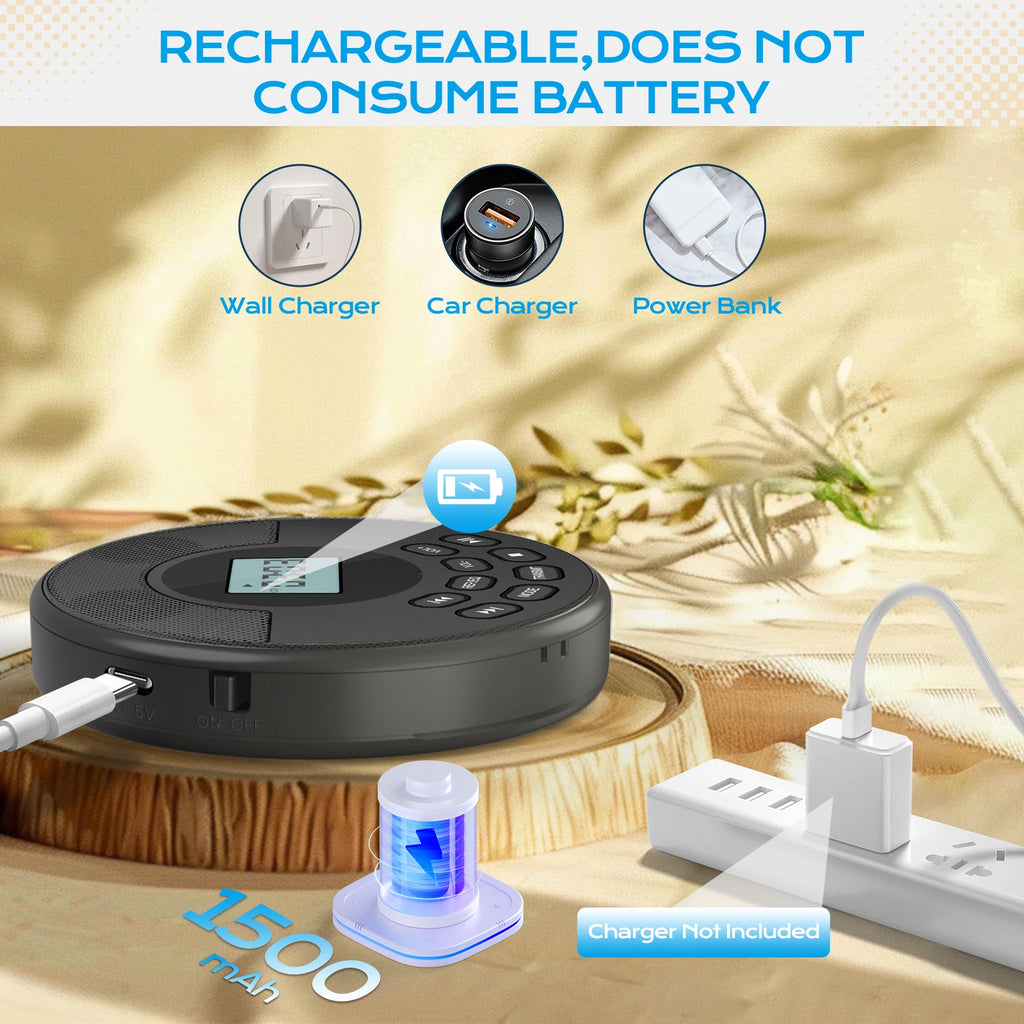 Portable Cd Walkman with Bluetooth Transimitting Cd Player Portable with Speakers and Earbuds Discman Rechargeable with USB