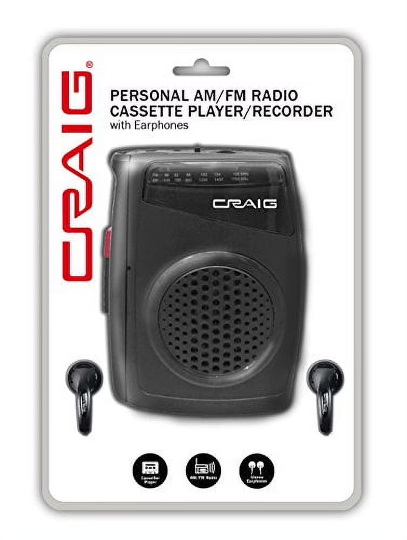 Stereo Cassette Player/Recorder with Earphones: Portable AM/FM Radio & One-Touch Recording System