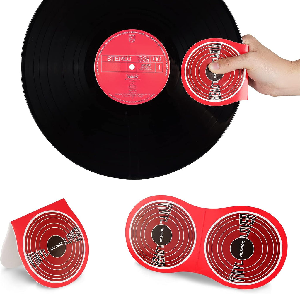 2Pcs Anti-Static Vinyl Record Cleaner & Protector Mat/Mitt - Soft Fiber LP Handler & Gripper for Turntable