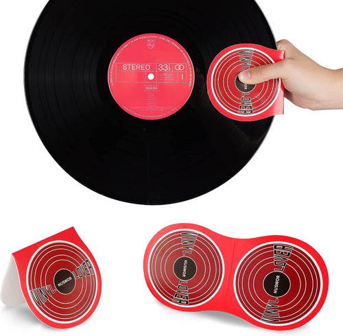 2Pcs Anti-Static Vinyl Record Cleaner & Protector Mat/Mitt - Soft Fiber LP Handler & Gripper for Turntable