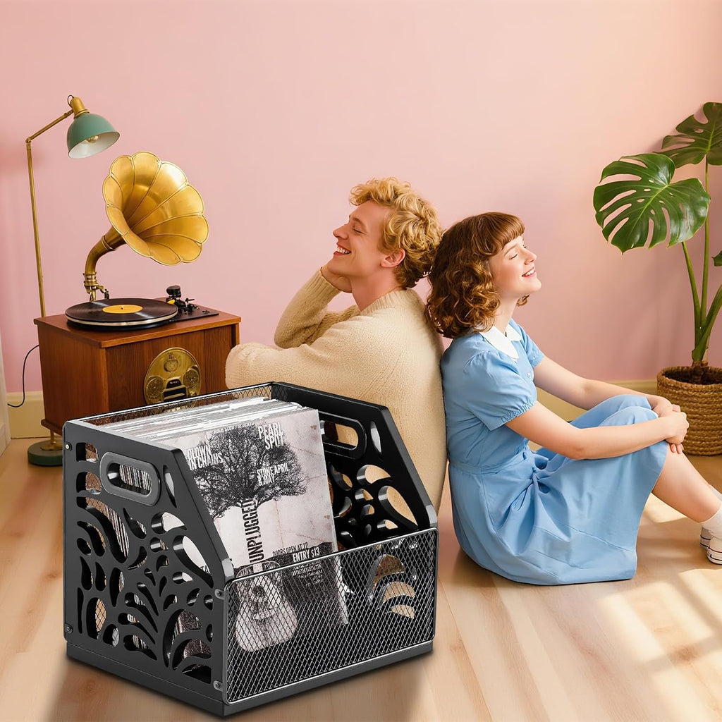 Vinyl Record Holder, Sturdy Wooden Album Storage for Vinyl Records