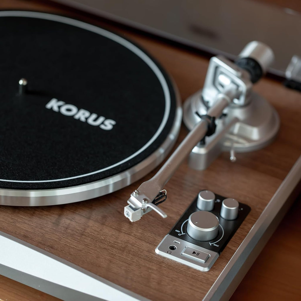 KORUS Vinyl Record Player Bluetooth Turntable,External Speakers