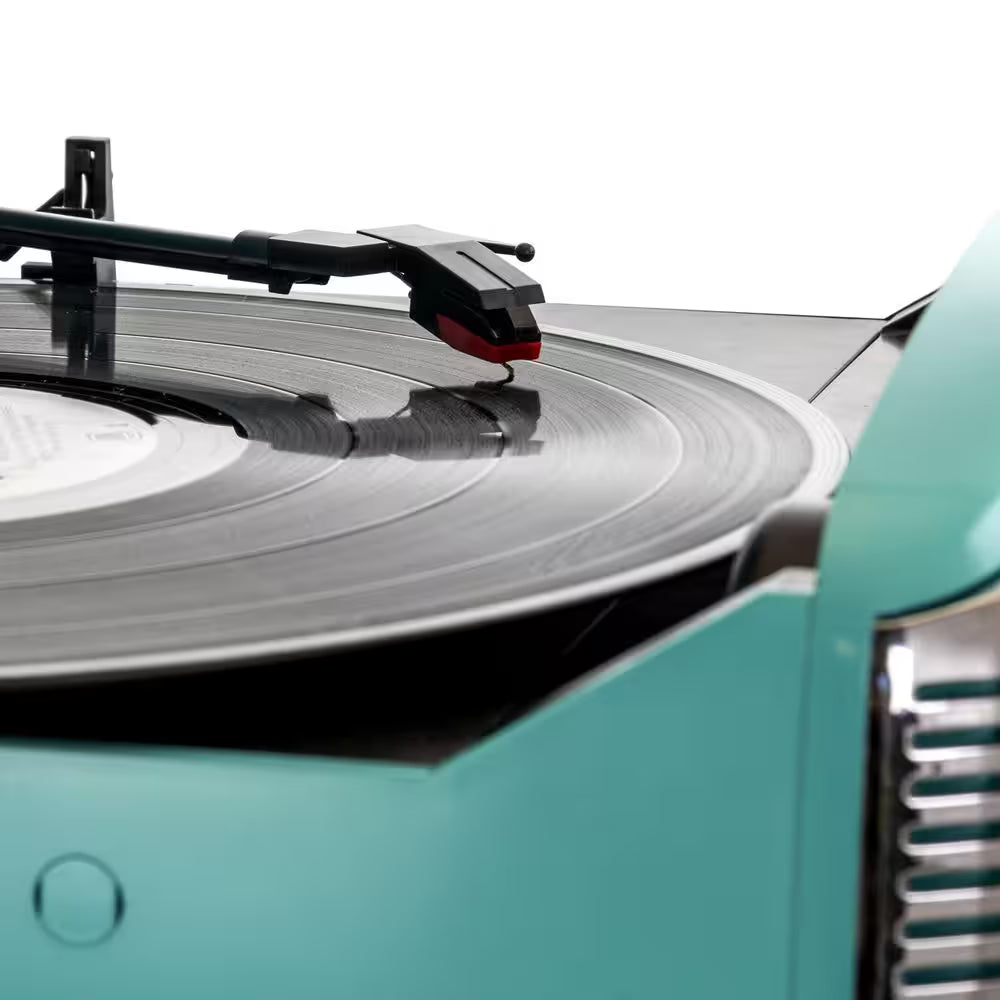 Retro Record Player with Bluetooth, CD Players and 3-Speed Turntable in Turquoise