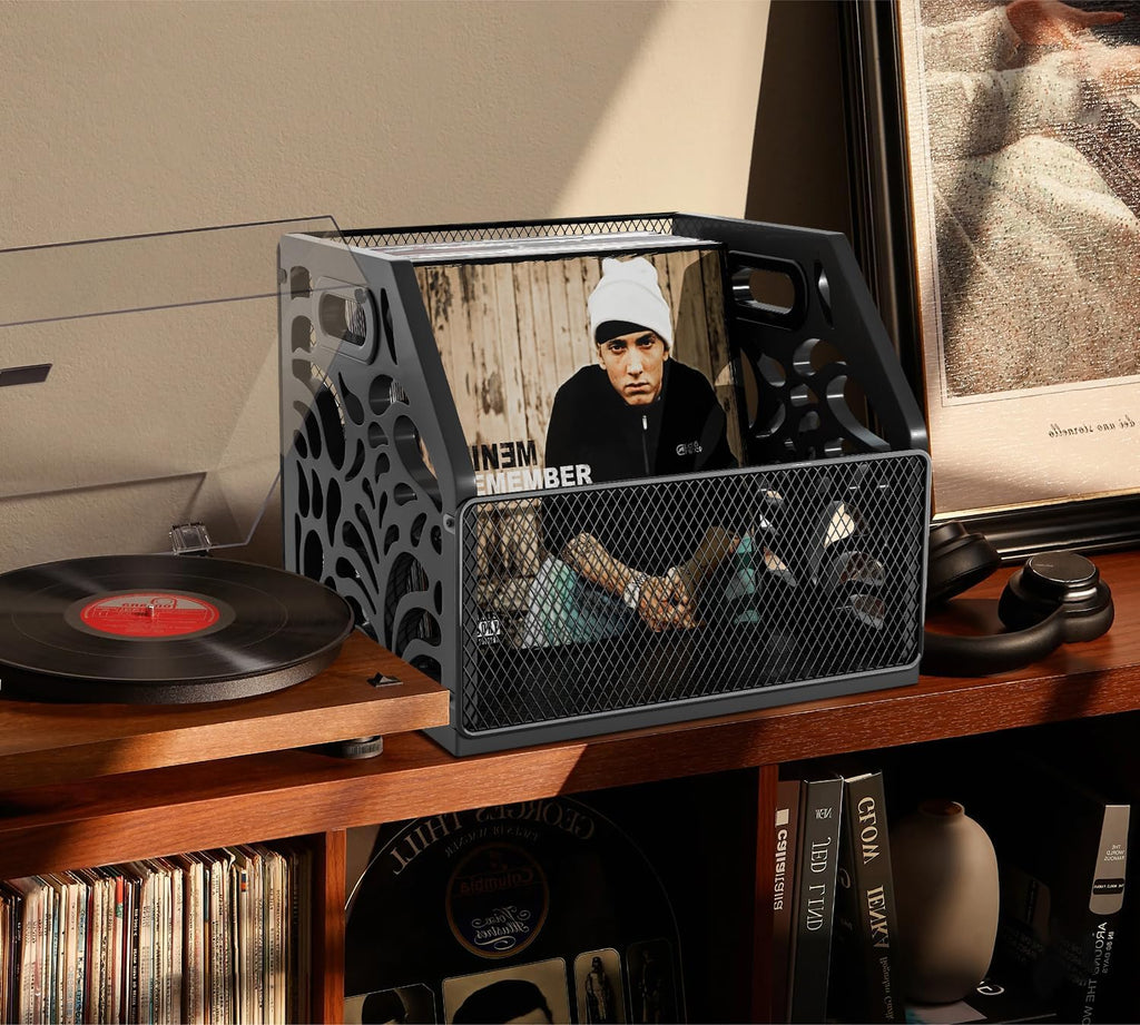 Vinyl Record Holder, Sturdy Wooden Album Storage for Vinyl Records