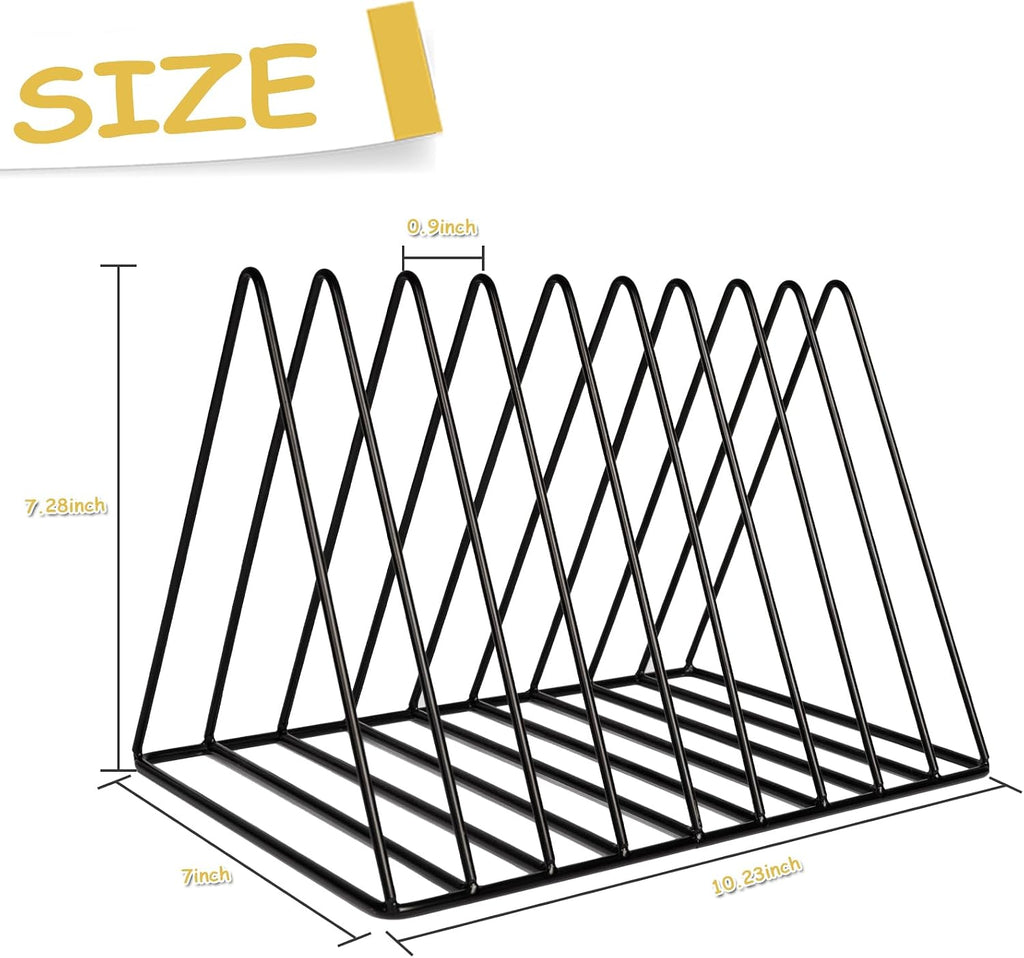 9 Slot Record Holder,Triangle Vinyl Record Storage, Black