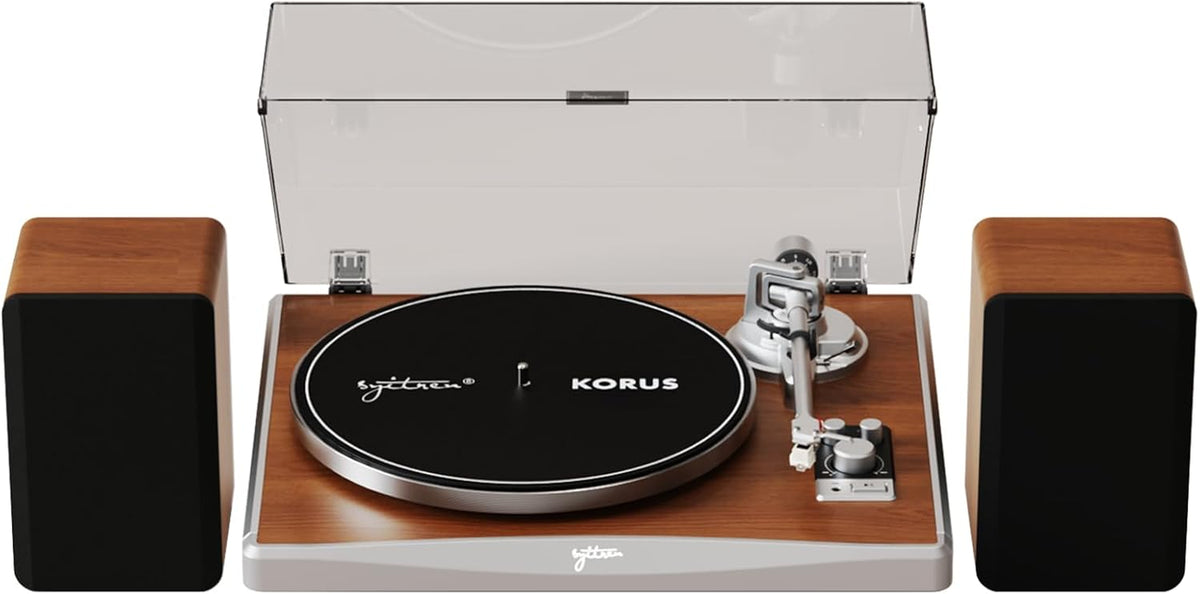 KORUS Vinyl Record Player Bluetooth Turntable,External Speakers