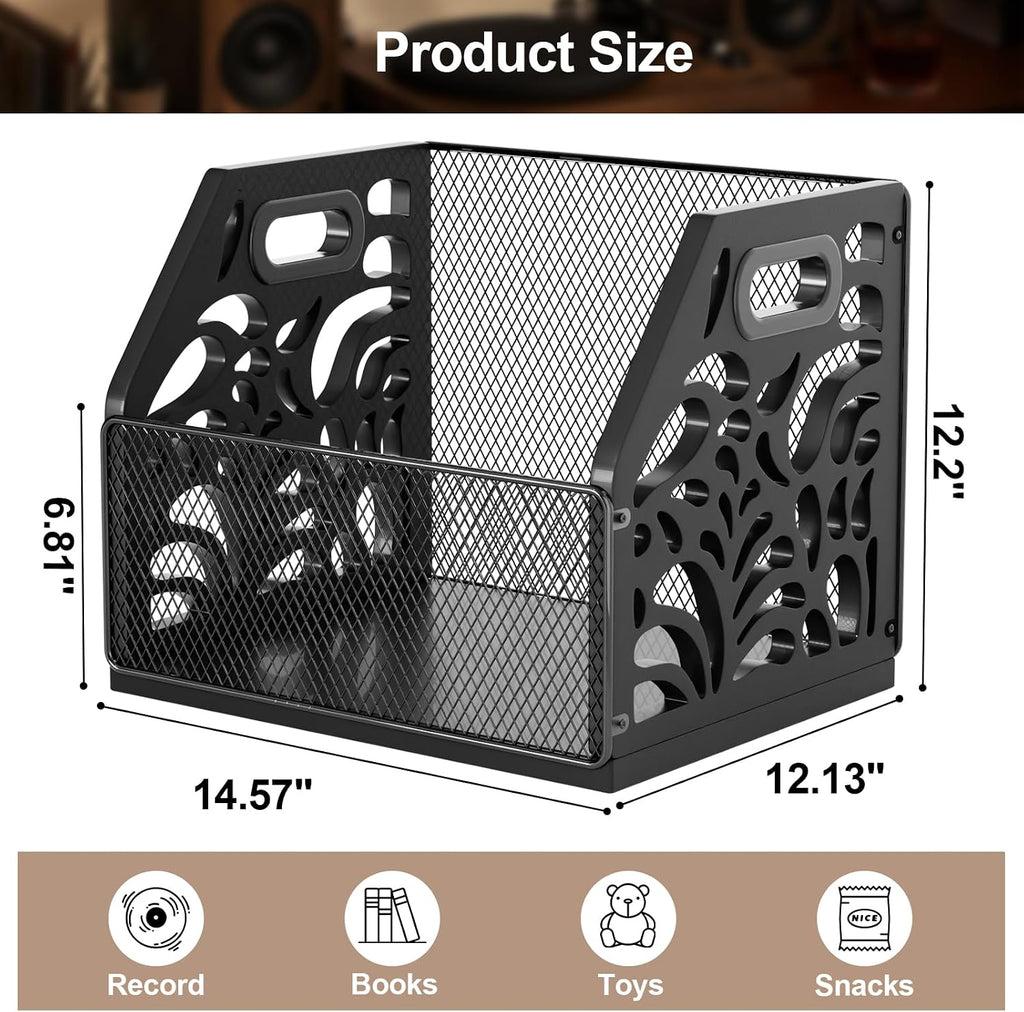 Vinyl Record Holder, Sturdy Wooden Album Storage for Vinyl Records