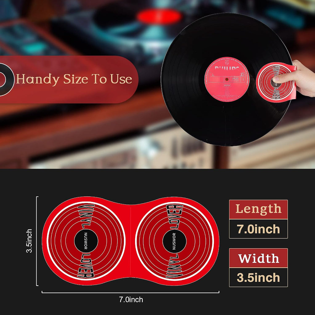 2Pcs Anti-Static Vinyl Record Cleaner & Protector Mat/Mitt - Soft Fiber LP Handler & Gripper for Turntable