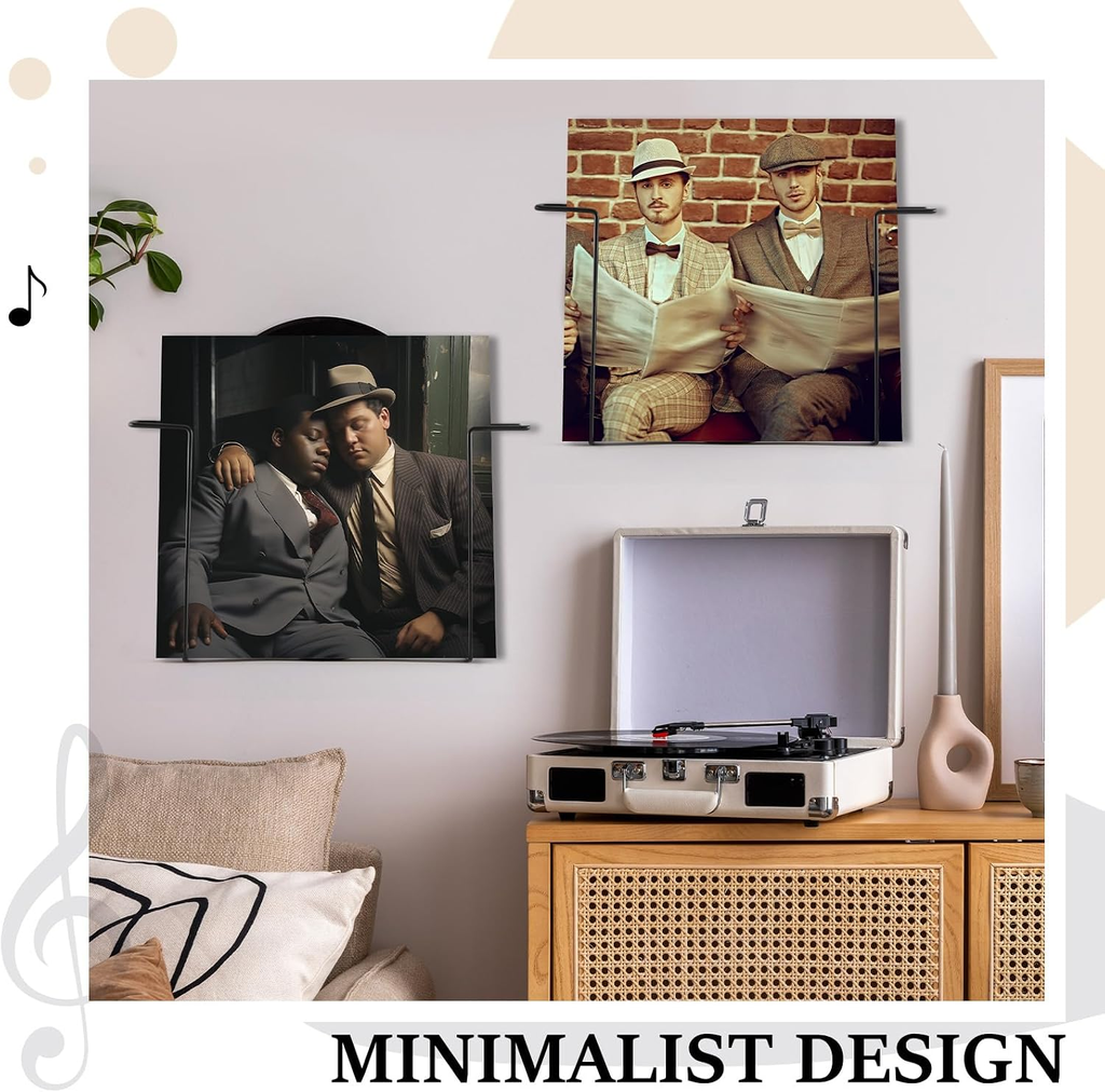 4 Pcs Metal Wire Vinyl Record Shelf Wall Mount, 12 Inch, Black
