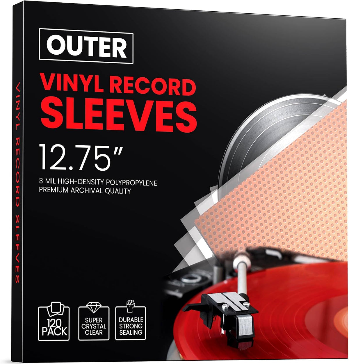 120 Pack Vinyl Outer Sleeves – 12.75-Inch Record Sleeves – 3Mil Thick Vinyl Record Storage Outer Sleeves for Vinyl Records Sleeves