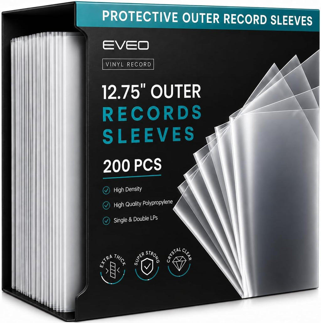 200 Vinyl Record Sleeves Outer – Crystal Clear Outer Vinyl Sleeves LP Album Covers 12.75"X12.75" | Perfect Fit Protective 3 Mil Protection for Single & Double Lps - Archival Quality