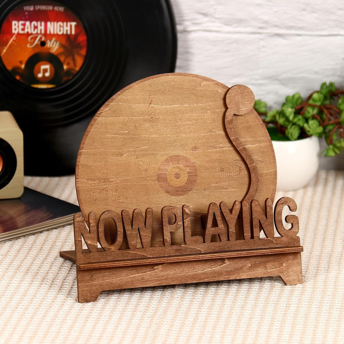 Now Playing Vinyl Record Stand Wood Carve Record Stand Vintage Vinyl Holder