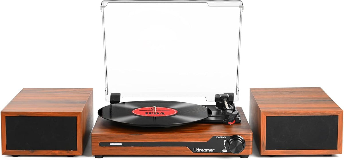 Vinyl Record Player with External Speakers, Bluetooth Turntable