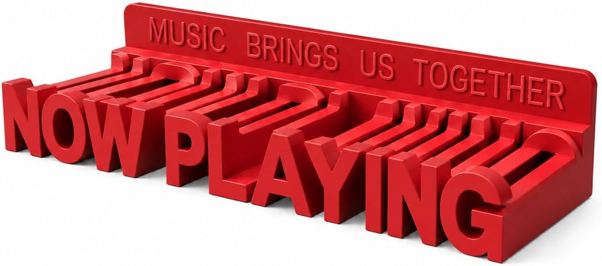 Now Playing Vinyl Record Stand Wall Mount，Record Display Stand for Vinyl Records and LP Record Floating Shelves Record Storage Holder(Red)