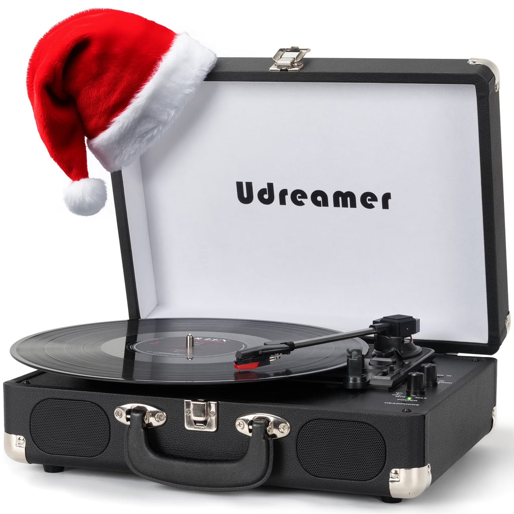 Vinyl Record Player with Speakers,Turntables for Vinyl Records,Portable Suitcase Vinyl Player (Tocadiscos De Vinilo),Black