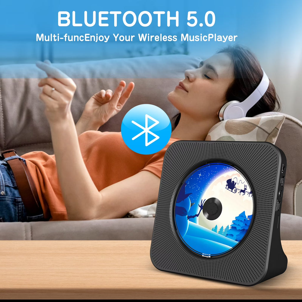 Desktop CD Player Portable with Bluetooth,Dual Stereo Speakers, CD Music Player for Home with Remote Control