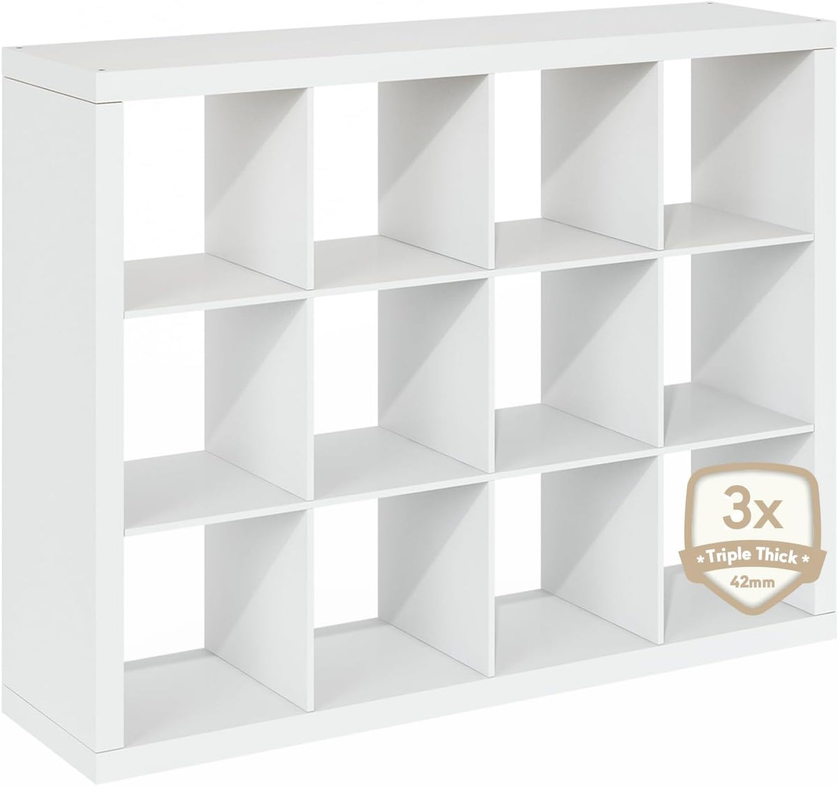 Cubicle Record Player Stand, 12-Cube Vinyl Record Storage, White