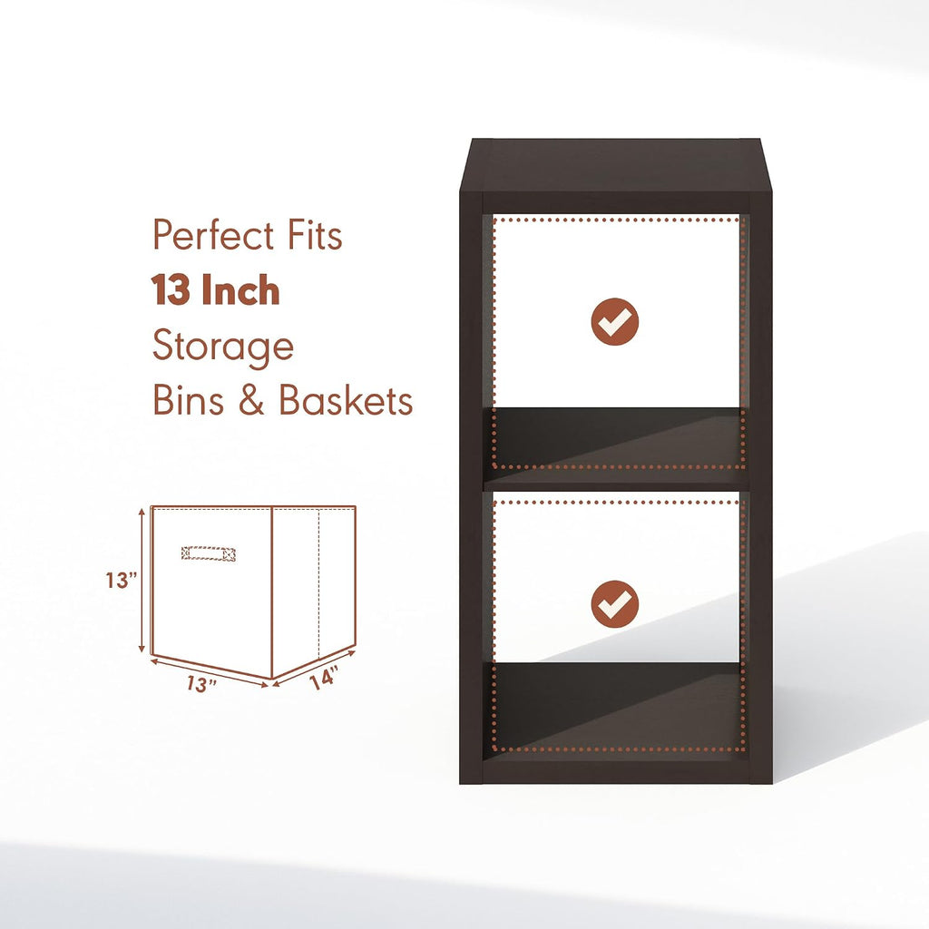Cubicle Record Player Stand, 2-Cube Record Storage, Dark Oak