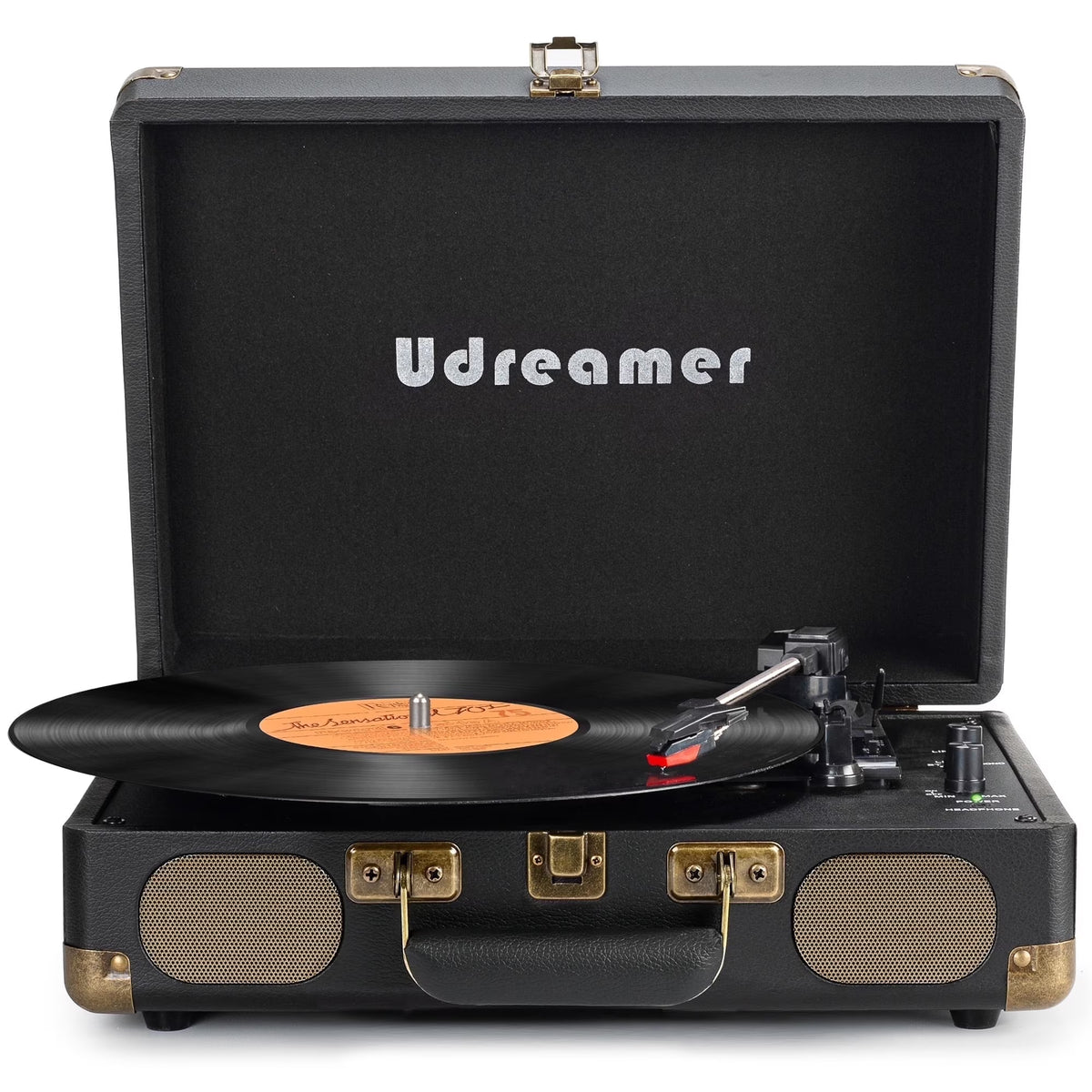 Vinyl Record Player with Speakers,Turntables for Vinyl Records,Portable Suitcase Vinyl Player (Tocadiscos De Vinilo),Black