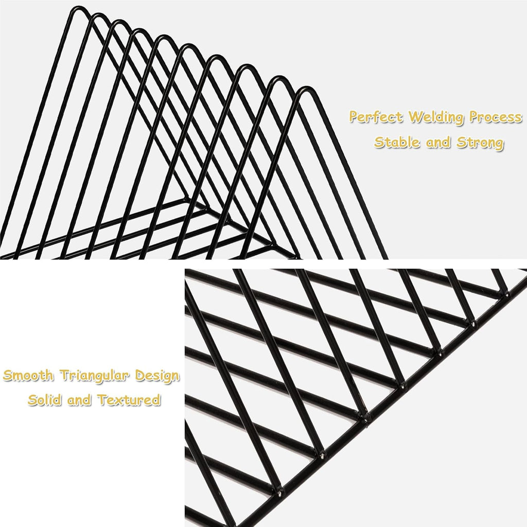 9 Slot Record Holder,Triangle Vinyl Record Storage, Black