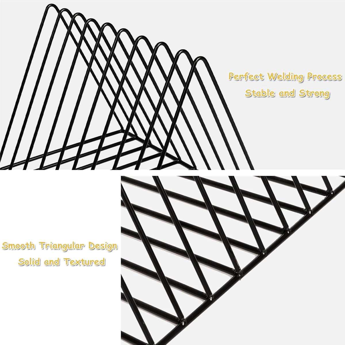 9 Slot Record Holder,Triangle Vinyl Record Storage, Black