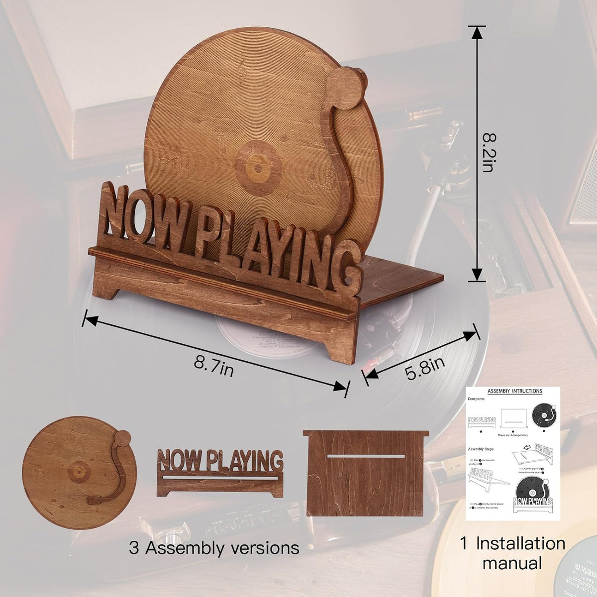 Now Playing Vinyl Record Stand Wood Carve Record Stand Vintage Vinyl Holder