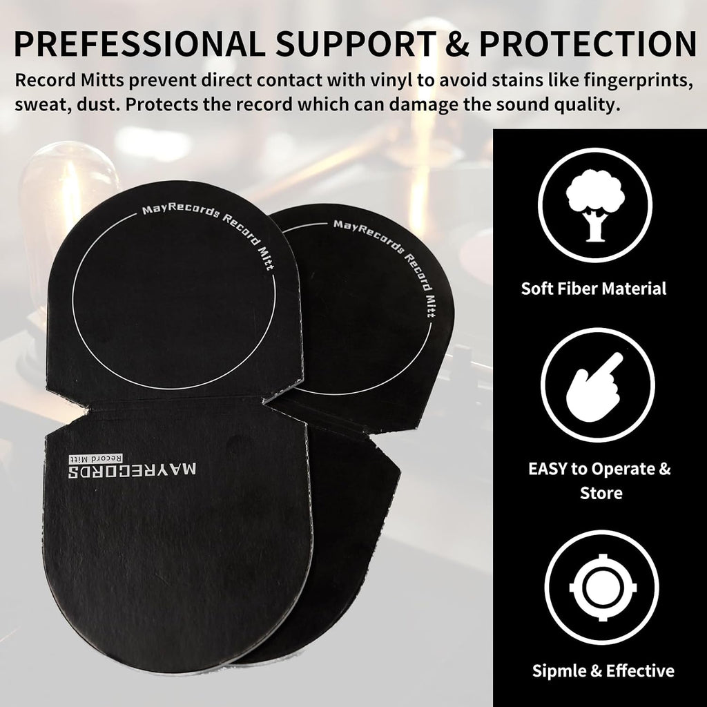 4PCS Record Mitt LP Handler Gripper Anti-Static Vinyl Record Protector