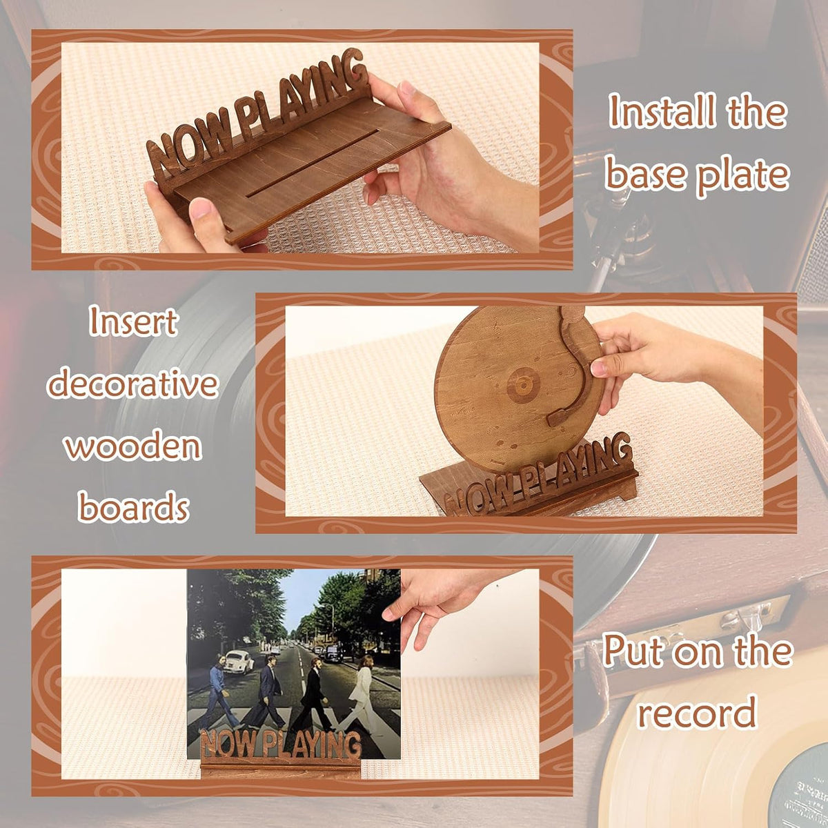 Now Playing Vinyl Record Stand Wood Carve Record Stand Vintage Vinyl Holder