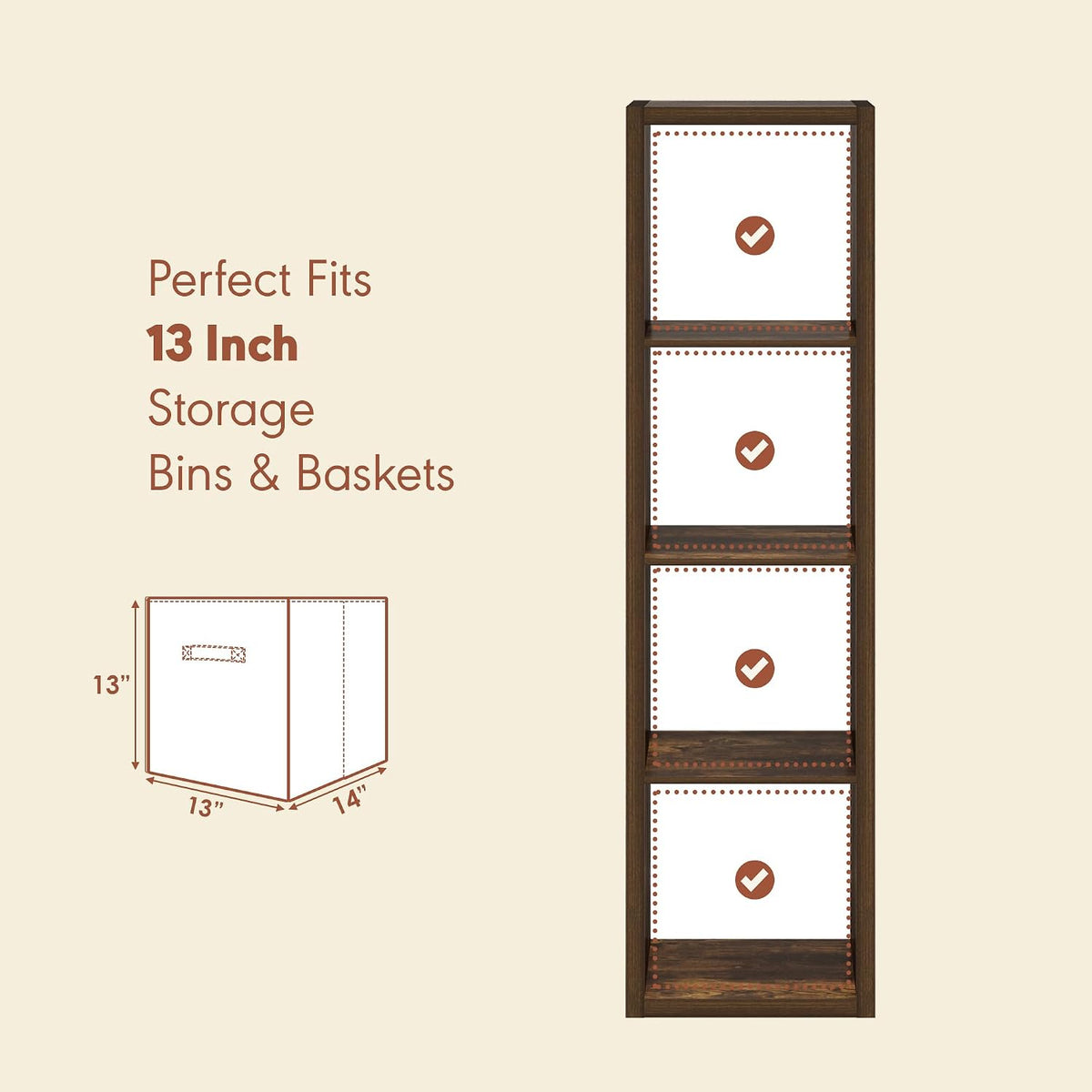 Cubicle Record Player Stand, 4-Cube Vinyl Record Storage,Amber Pine