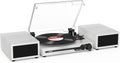 Vinyl Record Player with External Speakers, Bluetooth Turntable, White