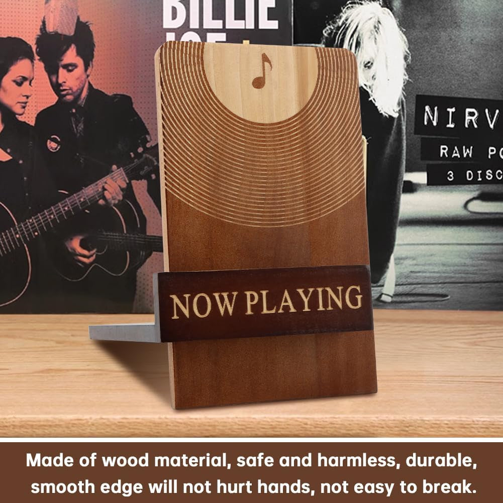 Vinyl Record Stand, Classic Wood Albums Now Playing Display Vinyl Record Stand Elegant Rustic Cds(Color:Brown)