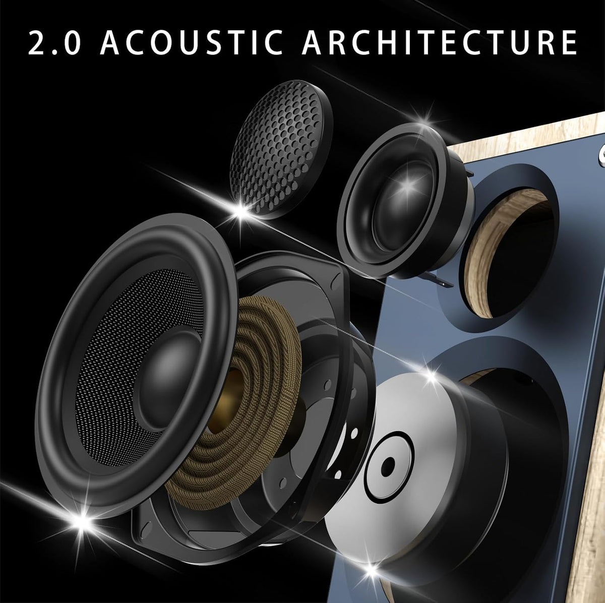 HOMAY BS3 Active Bluetooth Bookshelf Speakers, Wood Grain, Pair