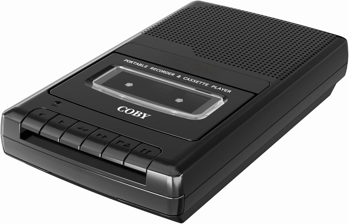 CVR22 Portable Cassette Player and Tape Cassette Recorder with Built-In Microphone, Built-In Handle, and One-Touch Recording with Automatic Stop - Black
