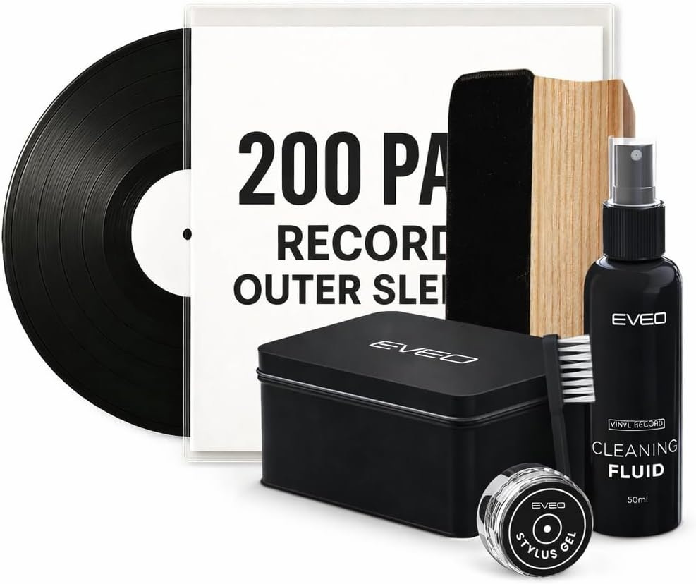 Vinyl Care Bundle - 200 Vinyl Sleeves + Vinyl 4-1 Cleaner Kit
