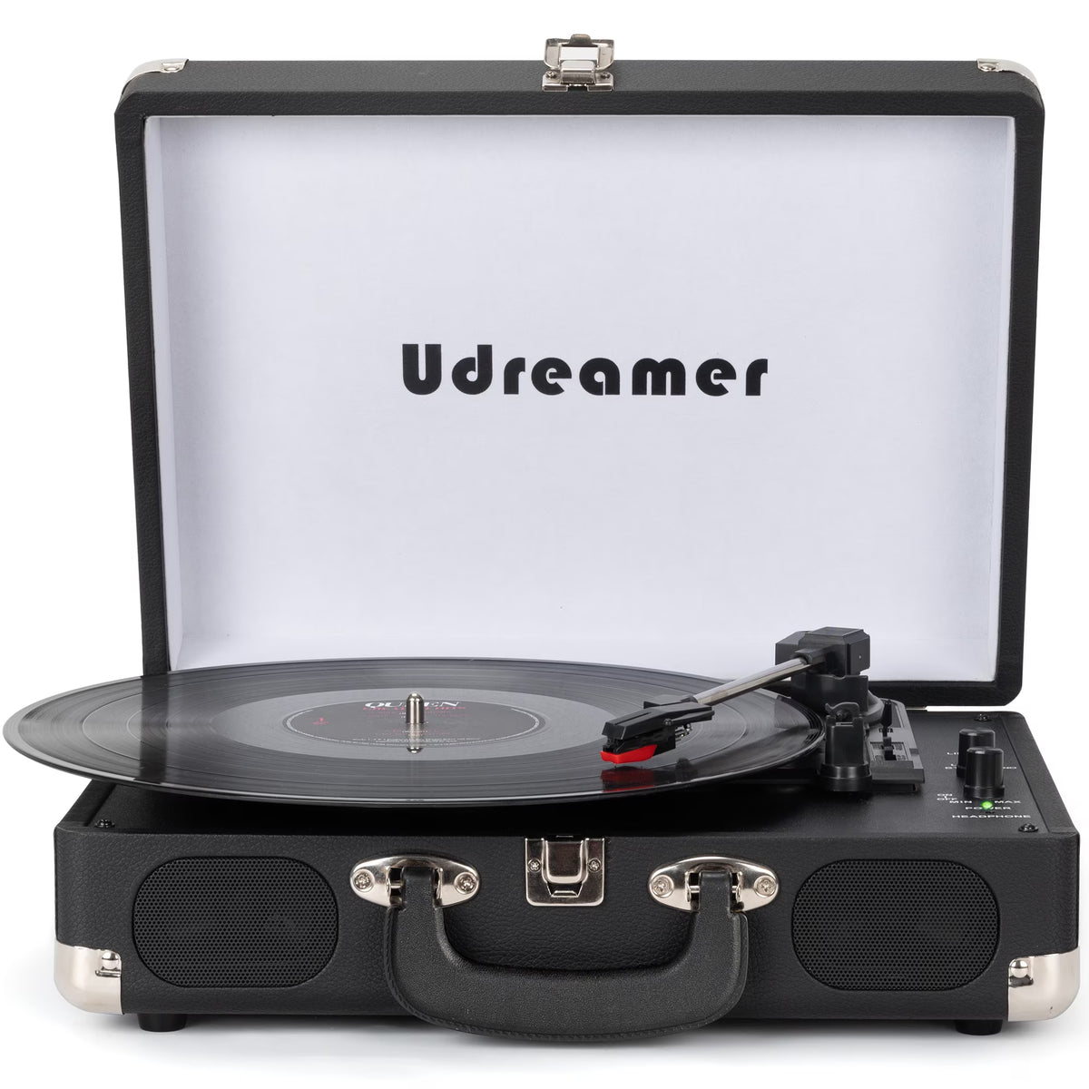 Vinyl Record Player with Speakers,Turntables for Vinyl Records,Portable Suitcase Vinyl Player (Tocadiscos De Vinilo),Black