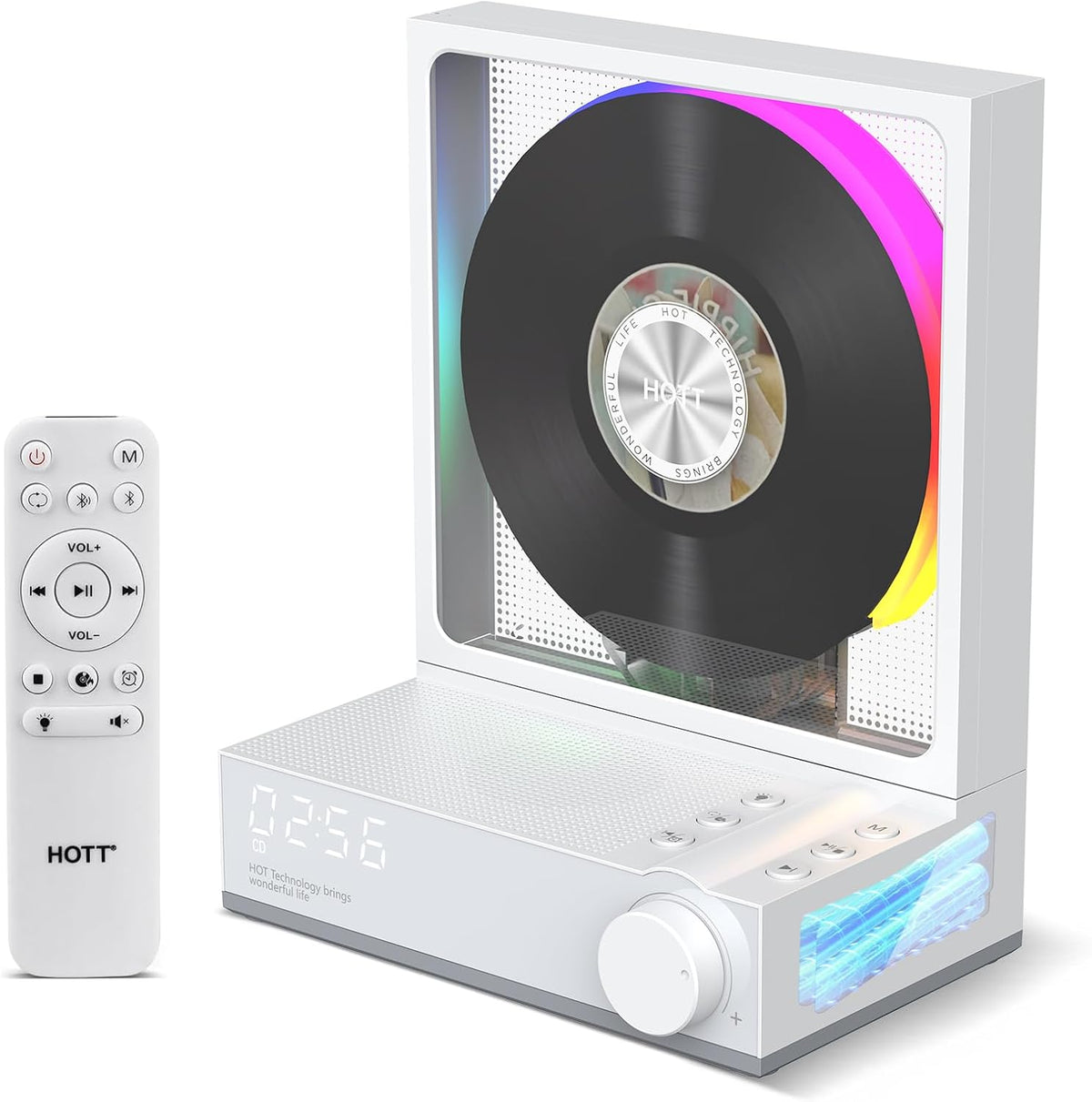 C229 Portable CD Player Bluetooth 5.3 CD Players for Home,Music Player with Hifi Speaker,Recheageable 4000Mah, Micro SD/AUX Desktop CD Players (White)