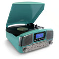 Retro Record Player with Bluetooth, CD Players and 3-Speed Turntable in Turquoise