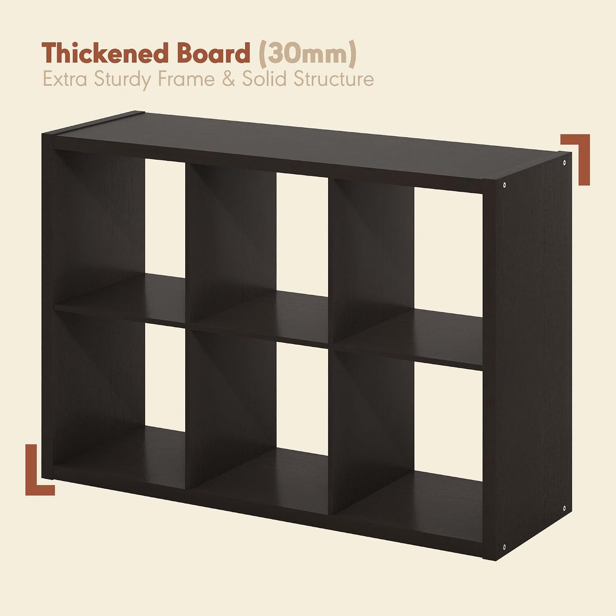 Cubicle Record Player Stand, 6-Cube Record Storage, Dark Oak