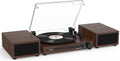 Vinyl Record Player with External Speakers, Bluetooth Turntable, Coffee