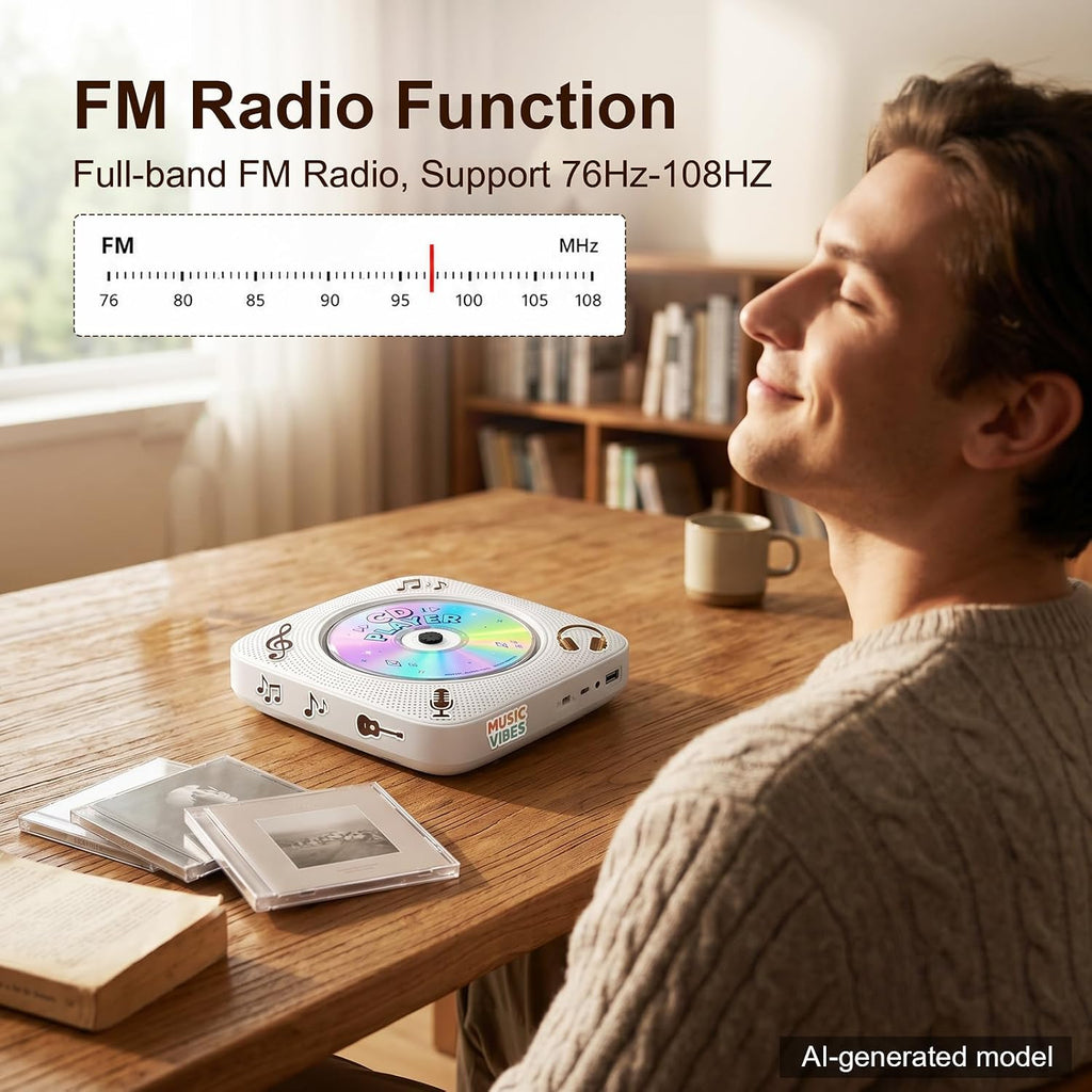 CD Player Portable Bluetooth CD Players for Home Rechargeable