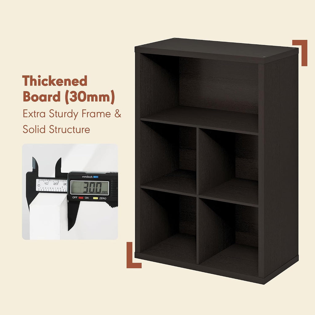 Cubicle Record Player Stand, 5-Cube Record Storage, Dark Oak