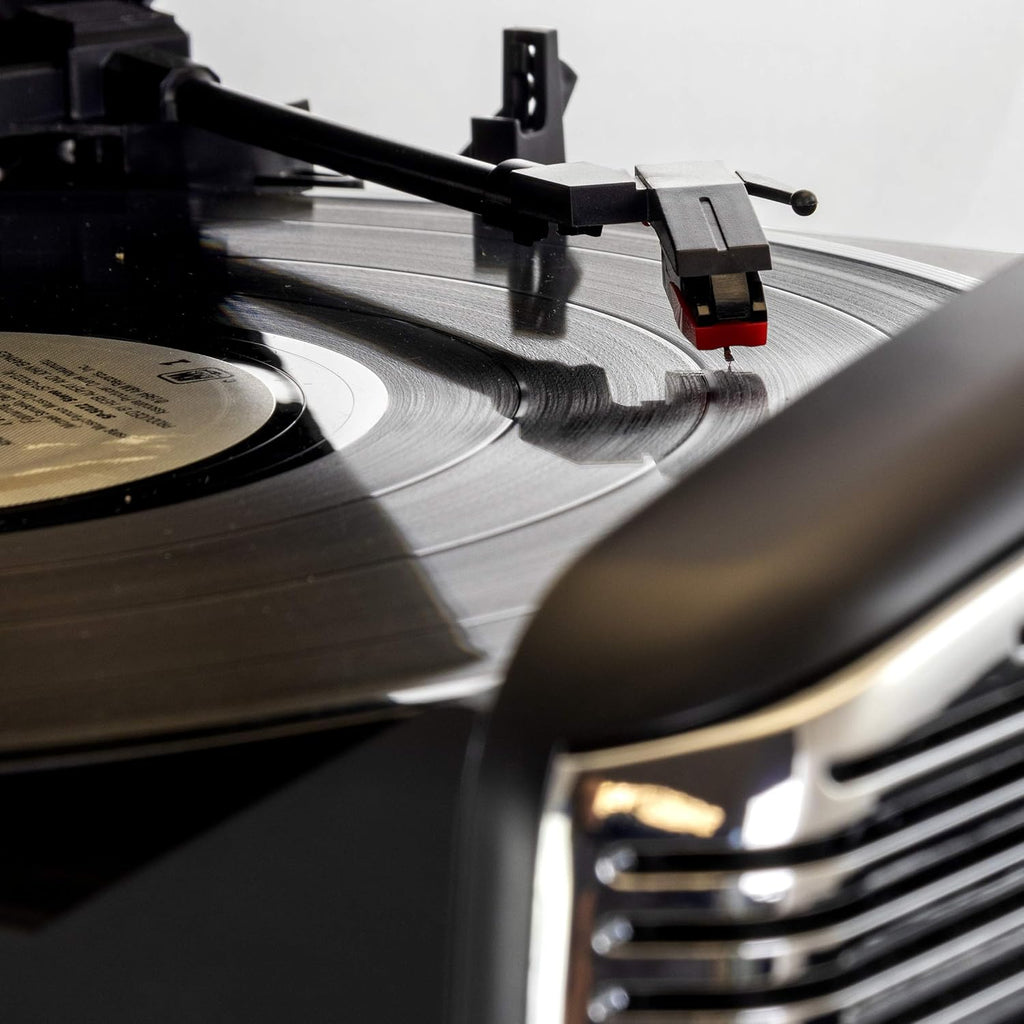 Retro Record Player with Bluetooth, CD Players and 3-Speed Turntable in Black
