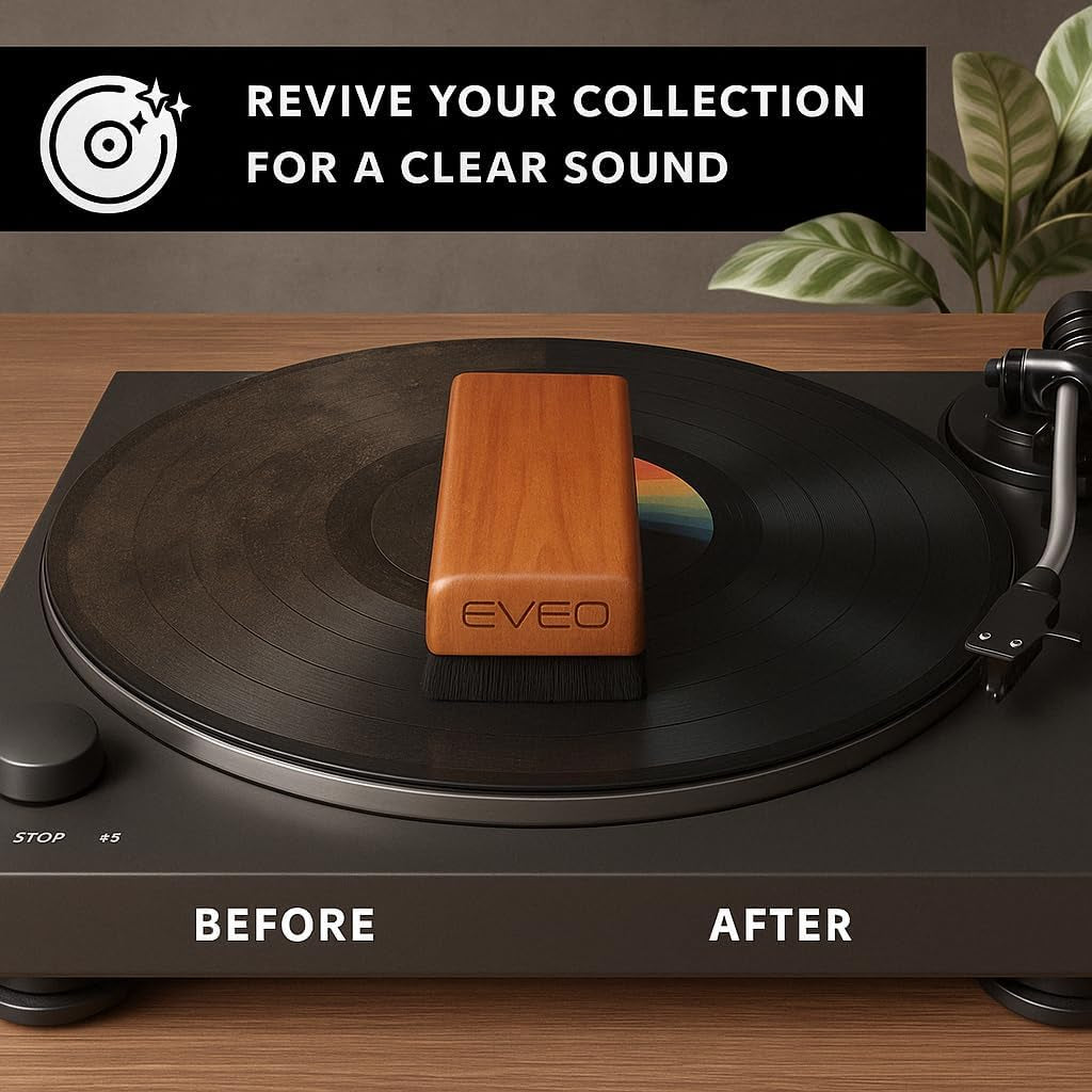 Vinyl Record Cleaning Kit - 4In1 Vinyl Record Cleaner Kit for Vinyl Records Albums. Vinyl Cleaner Includes XL Record Brush, Cleaning Liquid (4Oz), Duster & Stylus Cleaning Gel - Archival Standard