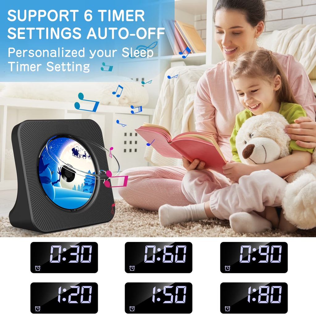 Desktop CD Player Portable with Bluetooth,Dual Stereo Speakers, CD Music Player for Home with Remote Control