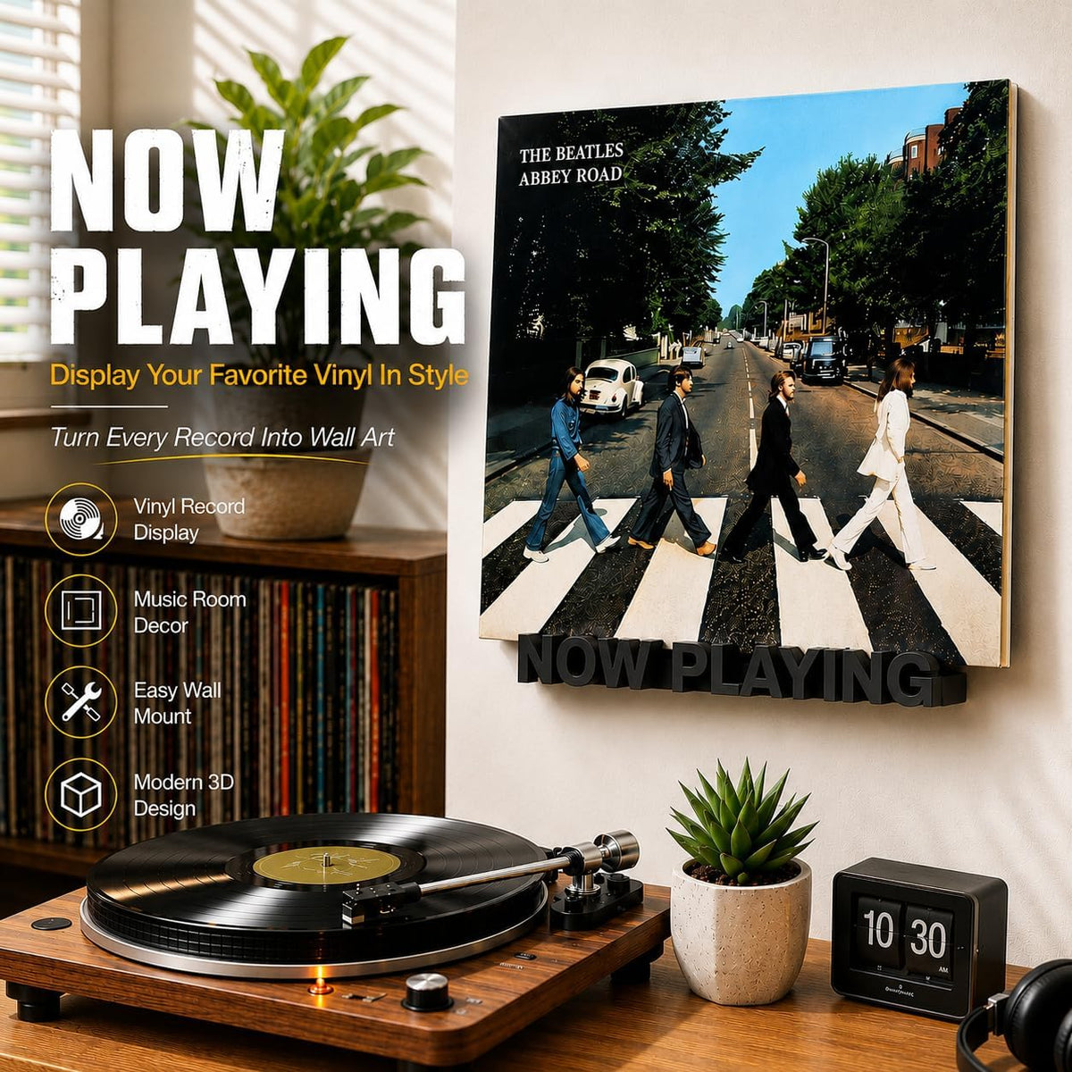 Now Playing Vinyl Record Stand Wall Mount(Black)