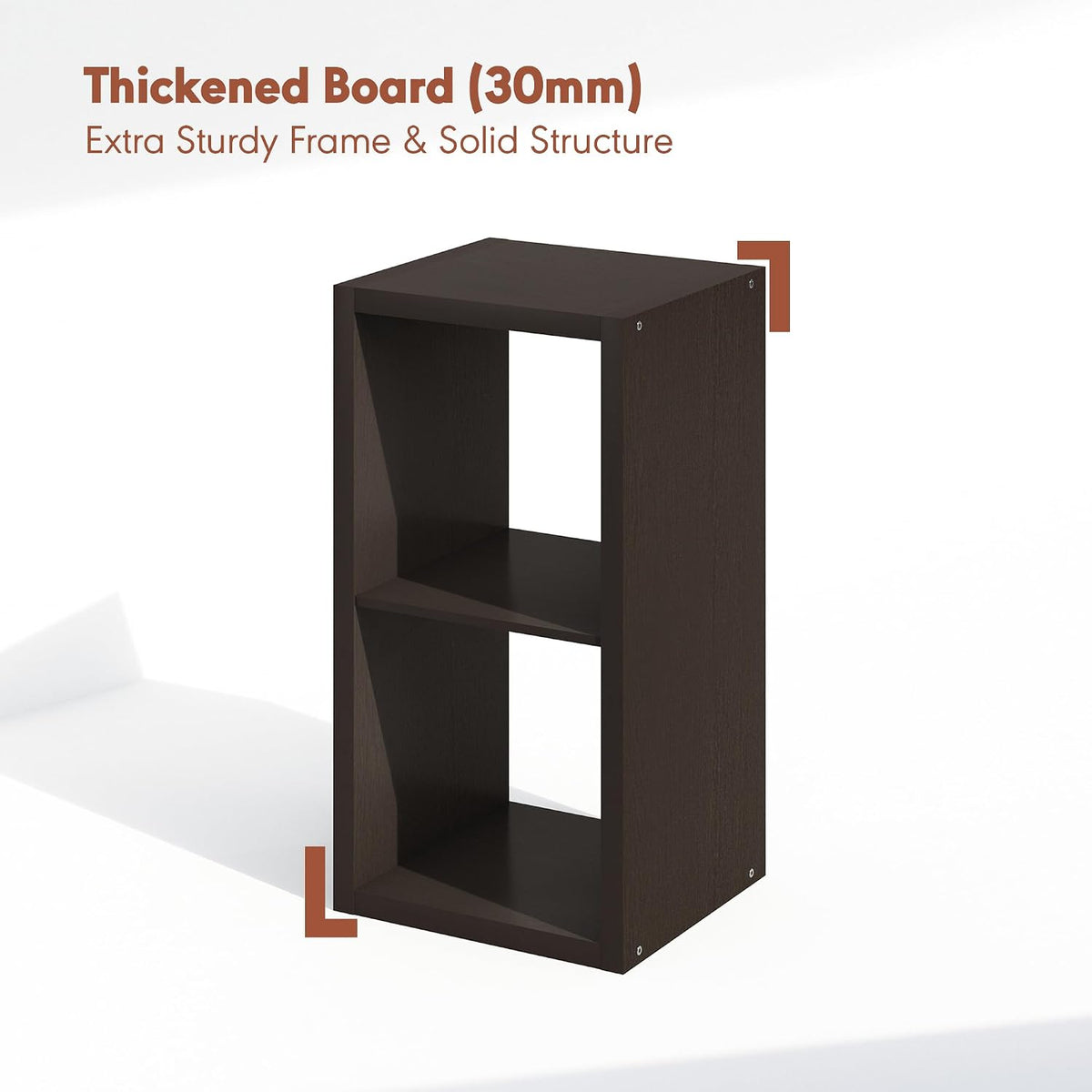 Cubicle Record Player Stand, 2-Cube Record Storage, Dark Oak