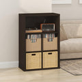 Cubicle Record Player Stand, 5-Cube Record Storage, Dark Oak
