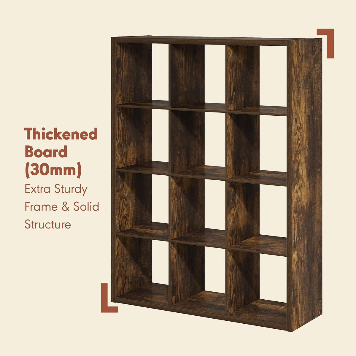 Cubicle Record Player Stand, 12-Cube Record Storage, Amber Pine
